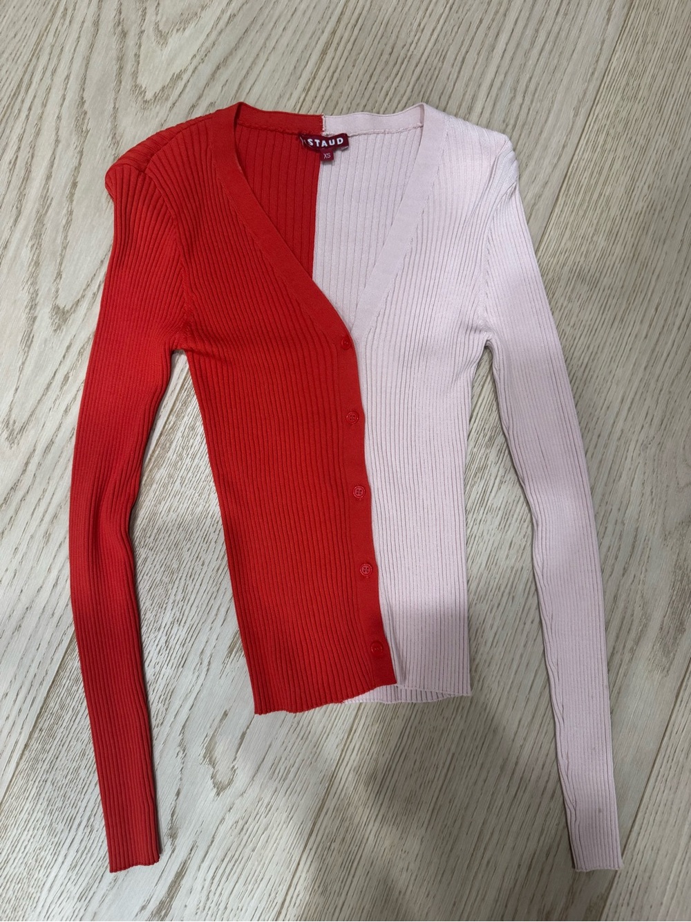 Staud two toned light ribbed sweater